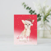 クリスマスChihuahua犬金ゴールド赤い季節の挨拶 (スタンド正面)