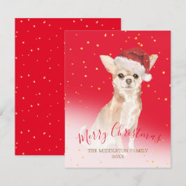 クリスマスChihuahua犬金ゴールド赤い季節の挨拶