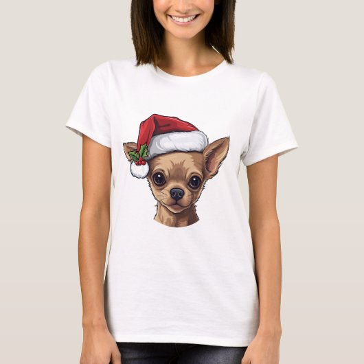 クリスマスChihuahua Tシャツ – タン (正面)