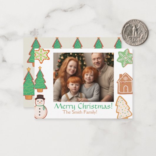 クリスマスCookieお祝いカードと家族 ノートカード (正面/裏面インサイチュ)