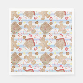 クリスマスCookieとブルーストライプ紙プレート スタンダードランチョンナプキン