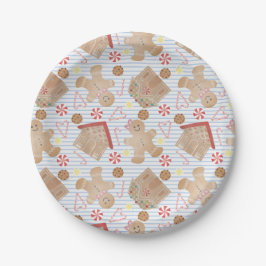 クリスマスCookieとブルーストライプ紙プレート ペーパープレート