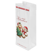 クリスマスCookieと名前をカスタムするホワイト ワインギフトバッグ (裏面アングル)