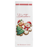 クリスマスCookieと名前をカスタムするホワイト ワインギフトバッグ (裏面)