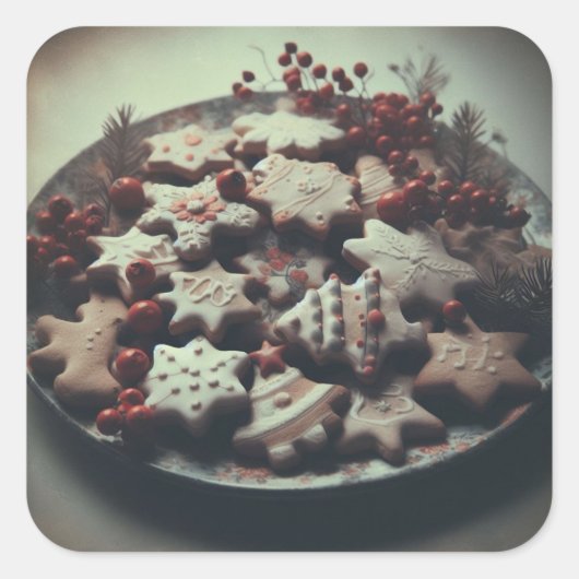 クリスマスCookieオンプレートクリスマスCookie スクエアシール (正面)