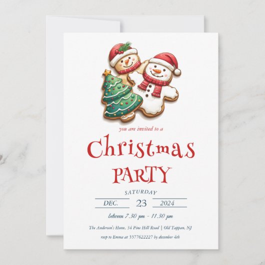 クリスマスCookieクリスマスパーティー 招待状 (正面)