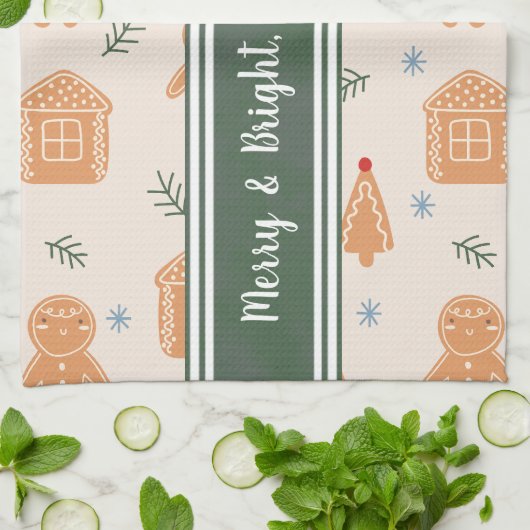 クリスマスCookieジンジャーブレッドマン パーソナライズされた キッチンタオル (折り畳み)