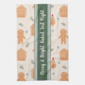 クリスマスCookieジンジャーブレッドマン パーソナライズされた キッチンタオル (縦)