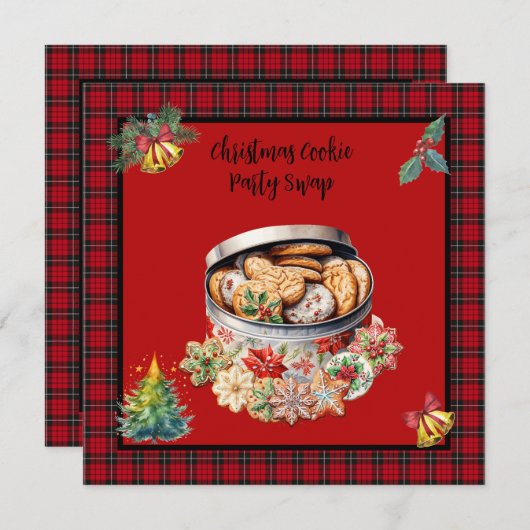 クリスマスCookieスワップパーティー 招待状 (正面/裏面)