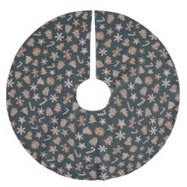 クリスマスCookieパターン緑 ブラッシュドポリエステルツリースカート