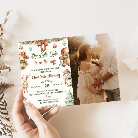 クリスマスCookieパーティーベビーシャワーパーティー写真 招待状