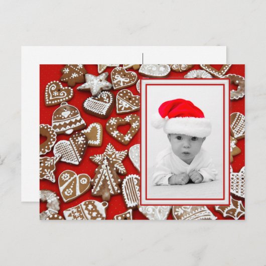 クリスマスCookieフォトフレーム+あなたの写真とアイディア シーズンポストカード (正面/裏面)