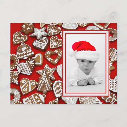クリスマスCookieフォトフレーム+あなたの写真とアイディア シーズンポストカード (正面)