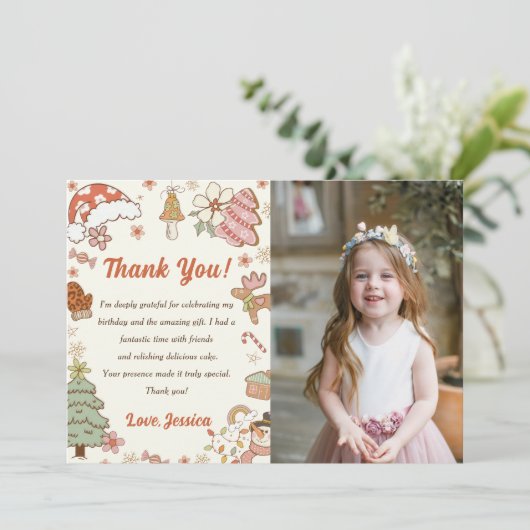 クリスマスCookie誕生日サンキューカード写真 サンキューカード (スタンド正面)
