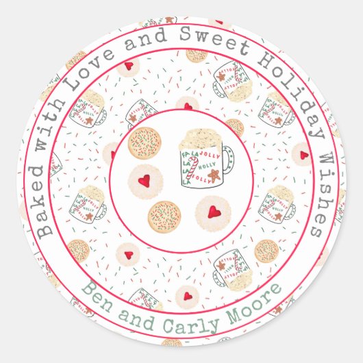 クリスマスCookie パーソナライズされた ラウンドシール (正面)