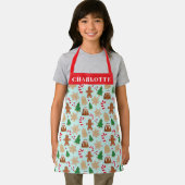 クリスマスCookiesプディングホリデーベーキングキッズネーム エプロン (インサイチュ)