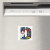 クリスマスDレター/サンタレッドリボンモノグラム マグネット (インサイチュ (食洗機))