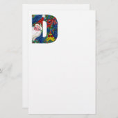 クリスマスDレター/赤いリボン付きサンタクロース 便箋 (正面/裏面)