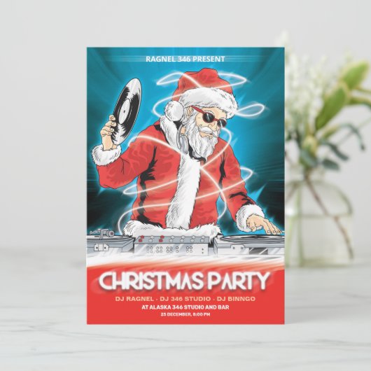 クリスマスDJミュージックパーティの招待状 招待状 (スタンド正面)