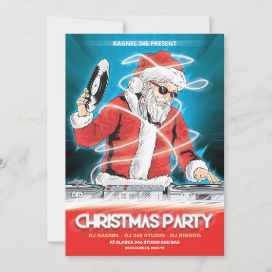 クリスマスDJミュージックパーティー招待状 招待状 (正面)