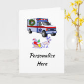 クリスマスEMSサンタ救急車 カード (黄色い花)