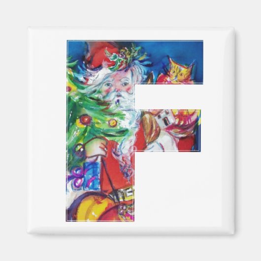 クリスマスFレター/クリスマスツリー付きサンタ マグネット (正面)