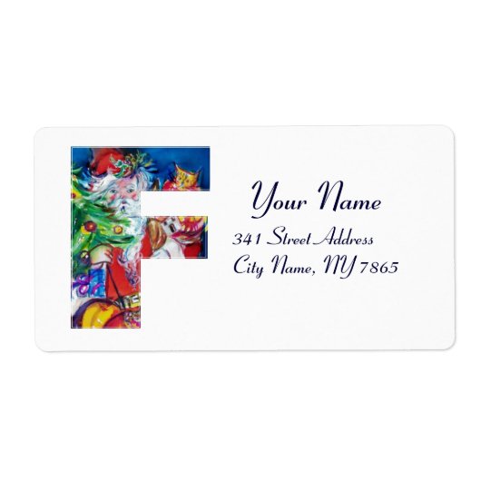 クリスマスFレター/クリスマスツリー付きサンタ ラベル (正面)