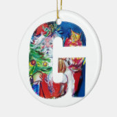 クリスマスGレター/クリスマスツリー付きサンタ セラミックオーナメント (左)
