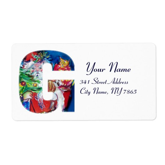 クリスマスGレター/クリスマスツリー付きサンタ ラベル (正面)