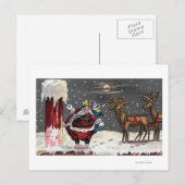 クリスマスGreetingSantaおよび煙突 シーズンポストカード (正面/裏面)