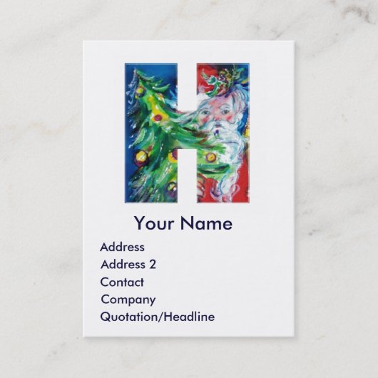 クリスマスHレター/クリスマスツリー付きサンタ 名刺 (正面)