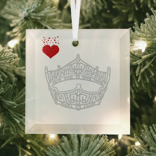 クリスマスIハートページャントクラウン ガラスオーナメント (インサイチュ)