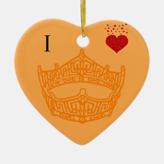 クリスマスIハートページャントクラウン セラミックオーナメント (正面)
