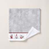 クリスマスIラブ格言スカンジナビア赤グレー バスタオルセット (ウォッシュタオル)