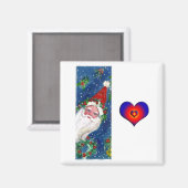 クリスマスIレター/サンタレッドリボンモノグラム マグネット (正面/裏面)