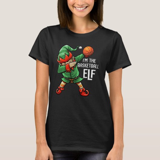 クリスマスI'm the Basketball小妖精や小人ファミリーマッチングB Tシャツ (正面)