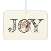 クリスマスJOYドッグホリーハットフェスティバルホリデーおもしろい カーエアーフレッシュナー (正面)