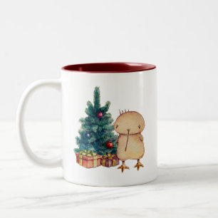 クリスマスKwiiとかわいいキウイバード ツートーンマグカップ