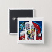 クリスマスMレター/バイオリンモノグラム付きサンタ 缶バッジ (正面&裏面)