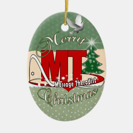 クリスマスMTのマッサージセラピスト セラミックオーナメント (正面)