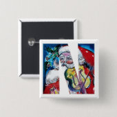 クリスマスNレター/バイオリンモノグラム付きサンタ 缶バッジ (正面&裏面)