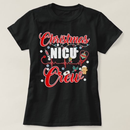 クリスマスNICUクルーナースドクターテックネオナタルICU Tシャツ (デザイン正面)