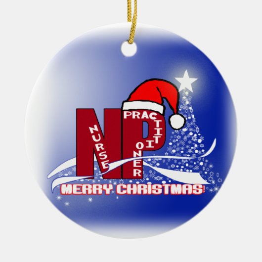 クリスマスNPサンタのナースの従業者のオーナメント セラミックオーナメント (正面)