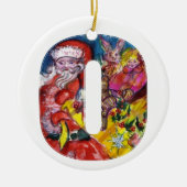 クリスマスOレター/ギフトモノグラム付きサンタ セラミックオーナメント (正面)