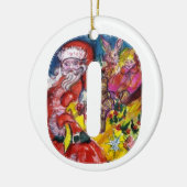 クリスマスOレター/ギフトモノグラム付きサンタ セラミックオーナメント (左)