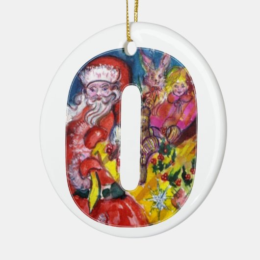 クリスマスOレター/ギフトモノグラム付きサンタ セラミックオーナメント (左)