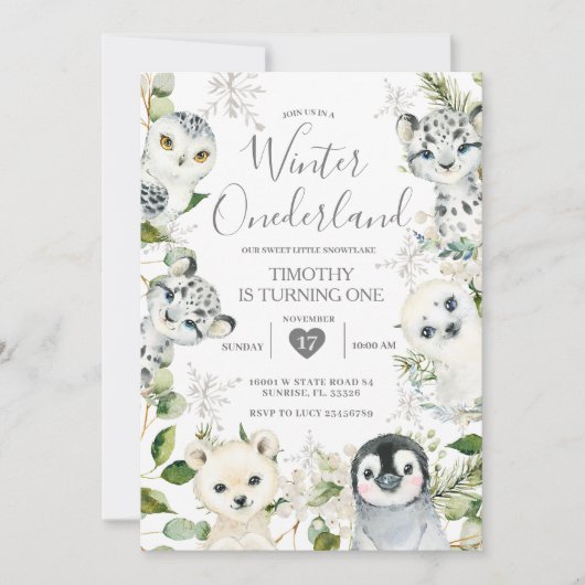 クリスマスONEderland北極動物少年の第1誕生 招待状 (正面)