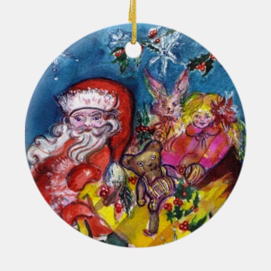 クリスマスPレター/ギフトモノグラム付きサンタ セラミックオーナメント (裏面)