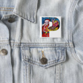 クリスマスPレター/ギフトモノグラム付きサンタ 缶バッジ (インサイチュ)