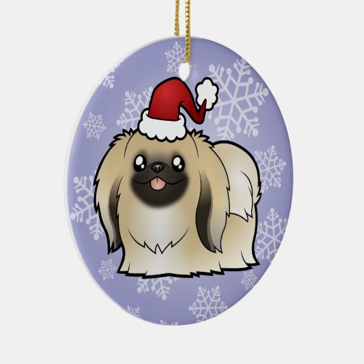 クリスマスPekingese (切られるショー) セラミックオーナメント (右)